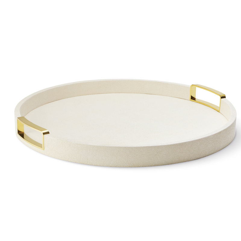 AERIN Home Carina Shagreen Large Round Serving Tray Perigold
